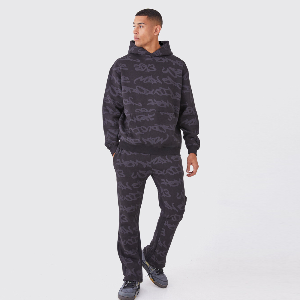 Tall Oversized Embroidred Hooded Tracksuit – Purple