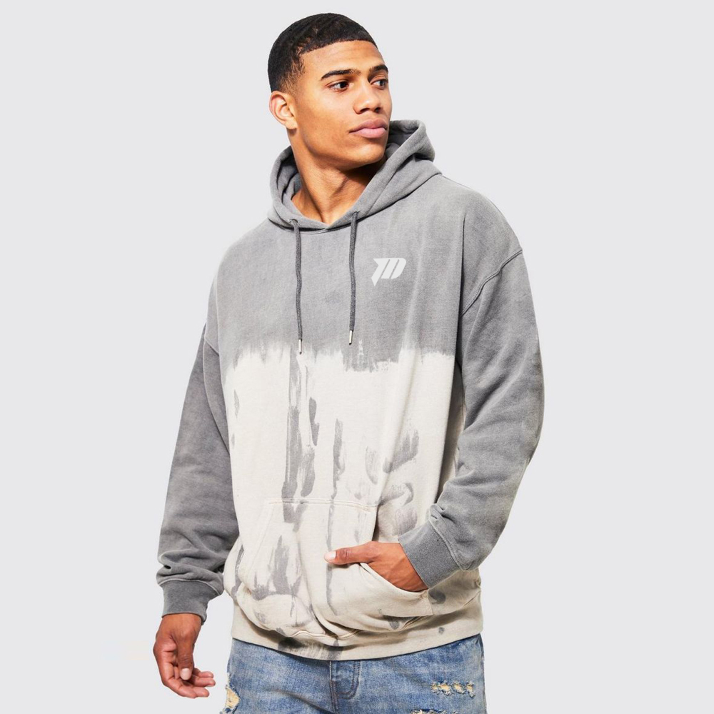 Oversized Boxy Zip Through Puff Print Hoodie