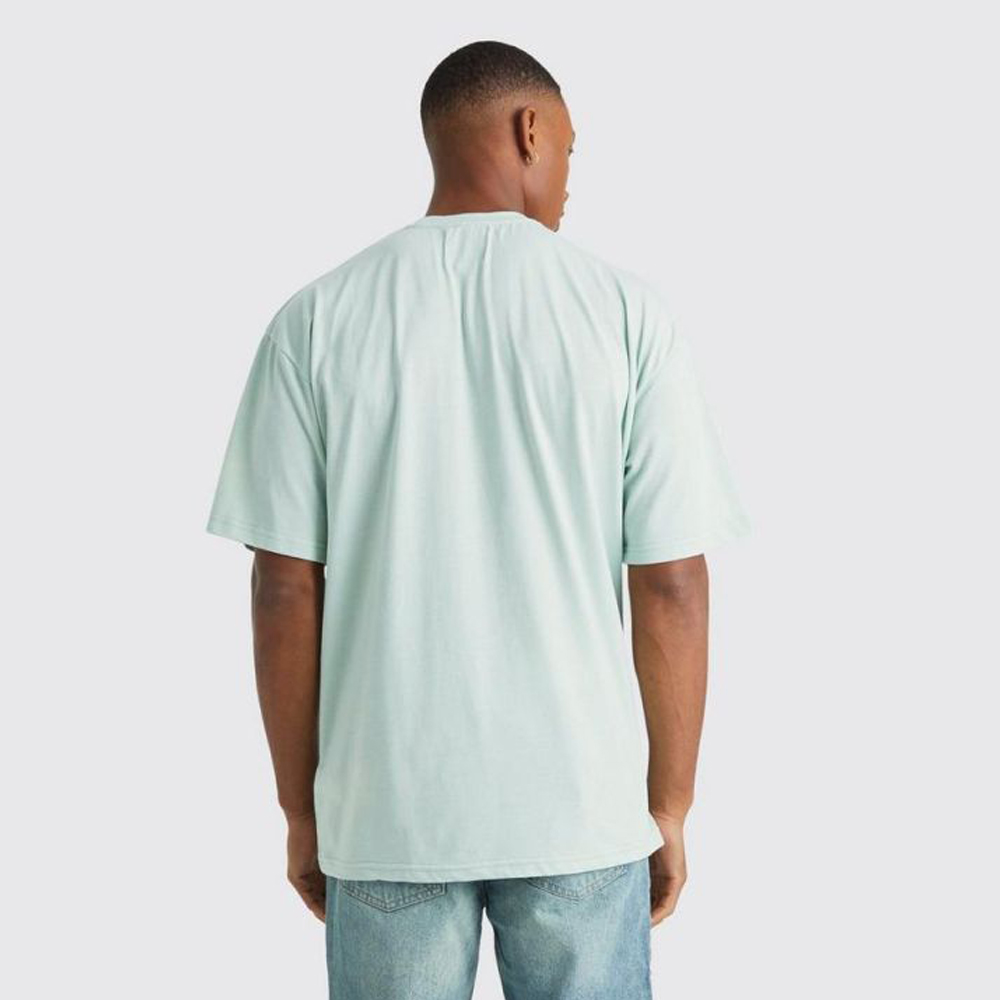 Tall Oversized Boxy Extended Neck Puff Print Washed T-Shirt – Charcoal