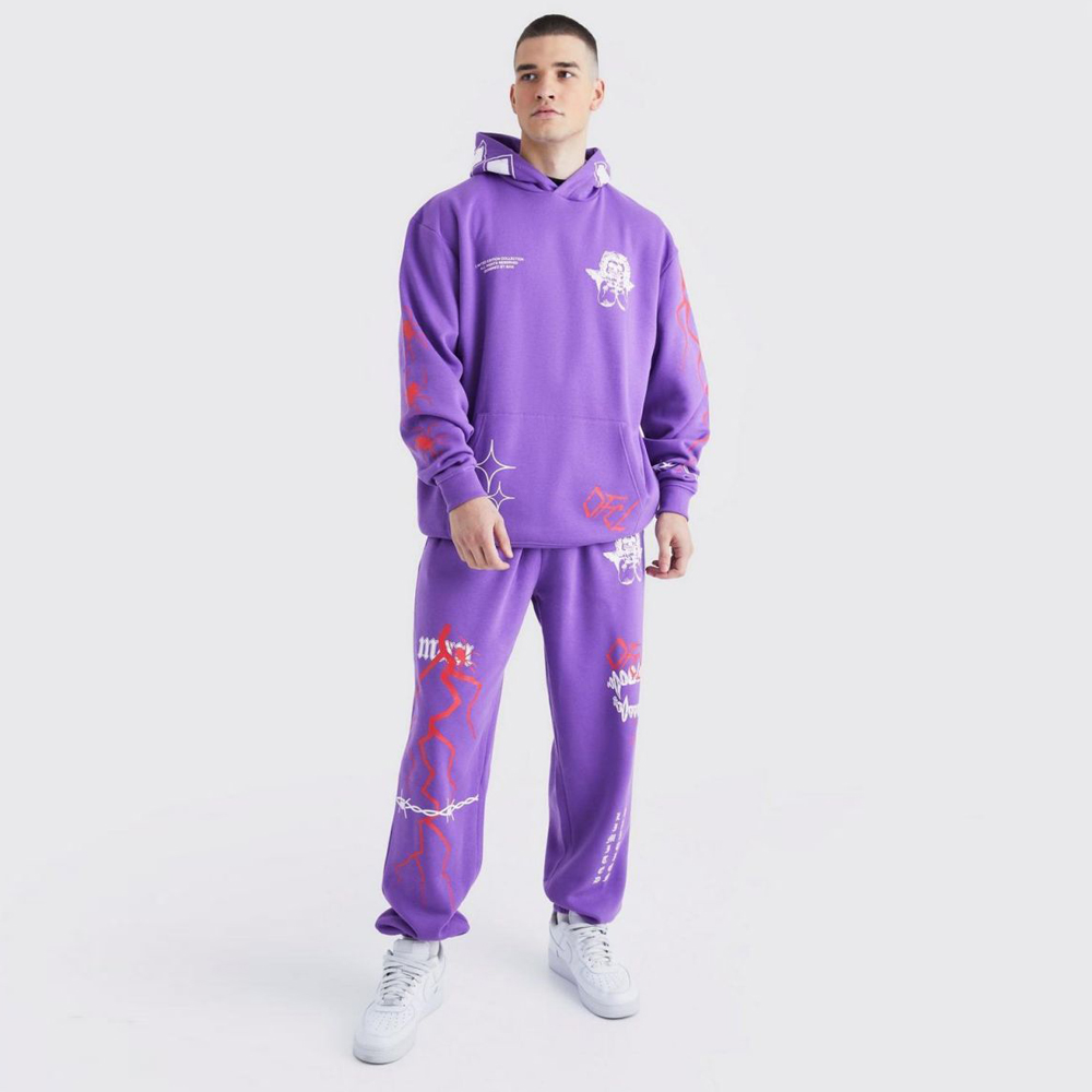 Slim Fit Ofcl Printed Contrast Gusset Tracksuit