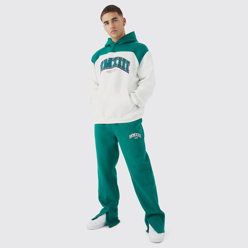 Oversized Boxy Zip Through Puff Print Gusset Tracksuit