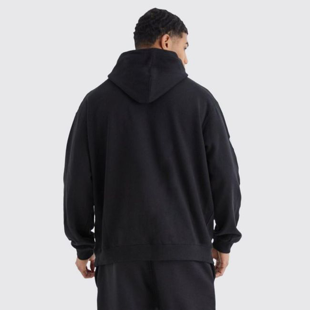 Green Men’s Oversize/Wide-Cut Hoodie, Puffy Back Printed Fleece Interior Cotton