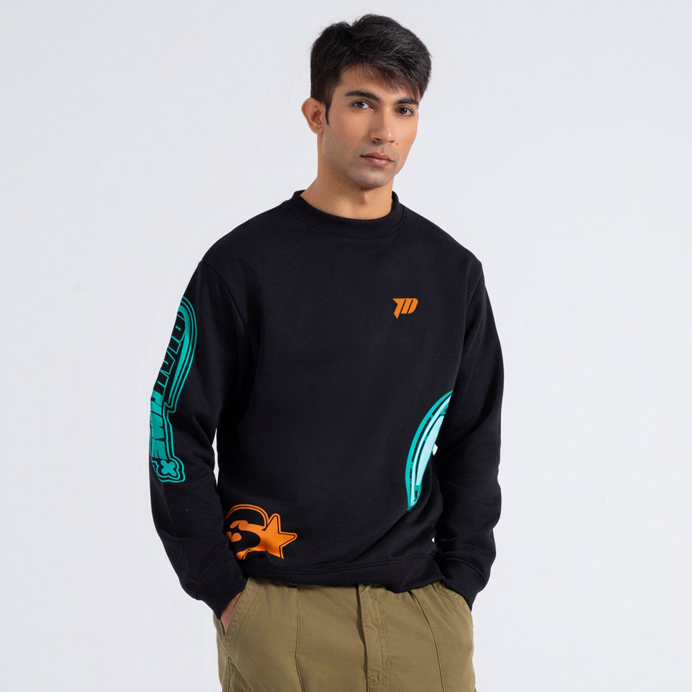 Oversized Revere Sweatshirt Polo – Charcoal