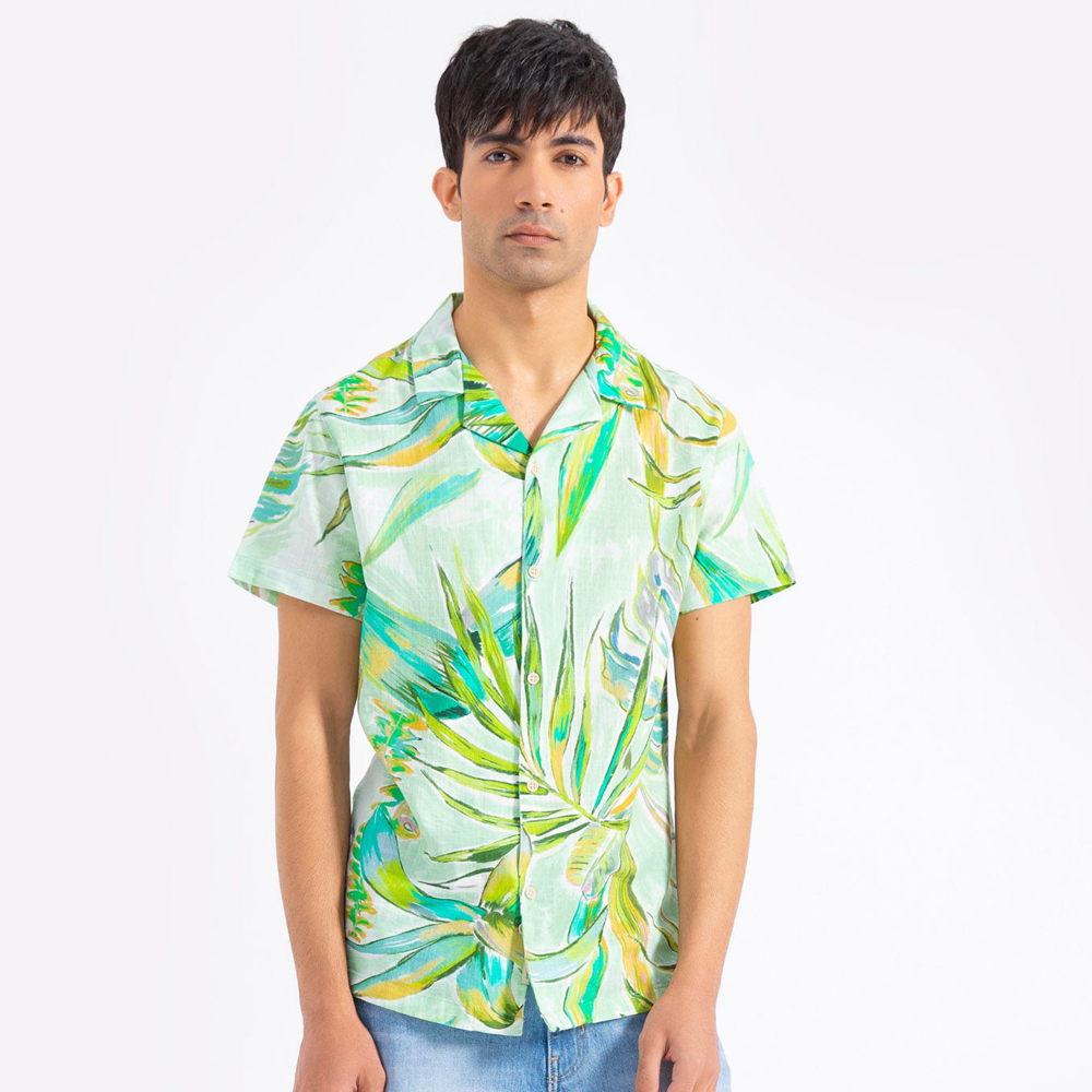 Custom Print Tropic Shirts Mens Button Up Resort Shirt