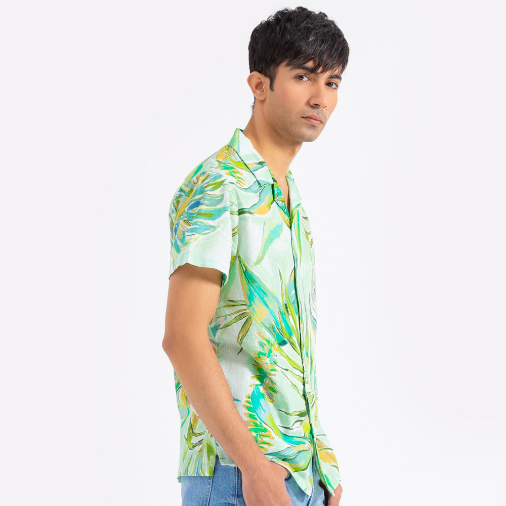 Custom Print Tropic Shirts Mens Button Up Resort Shirt